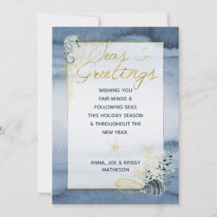 Navy & Gold Nautical Sees & Greetings Weihnachten