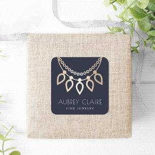 Navy & Gold Necklace   Juwelierlogo Quadratischer Aufkleber