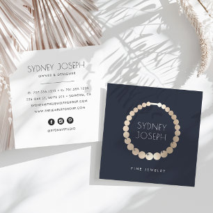 Navy & Gold Necklace Logo Schmuckdesign Quadratische Visitenkarte