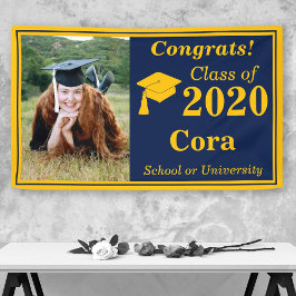 Navy Gold One Foto Class 2024 Abschluss Banner