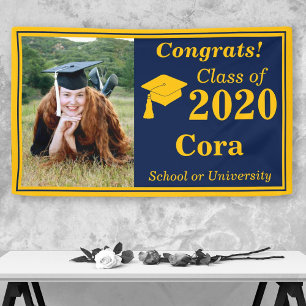 Navy Gold One Foto Class 2024 Abschluss Banner