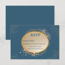 Navy Gold Oval Floral Boho