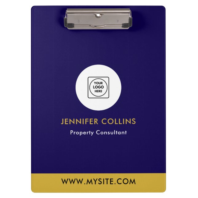 Navy Gold Real Estate Logo Pro Klemmbrett (Vorderseite)