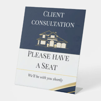 Navy Gold Realtor Client Consultation Sign Sockelschild