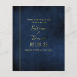 Navy & Gold Regal Save the Date Budget Flyer