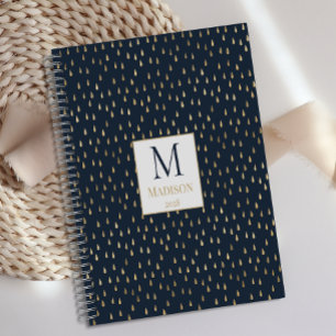 Navy Gold Regentropfen Moderne Trend Monogramm Planer