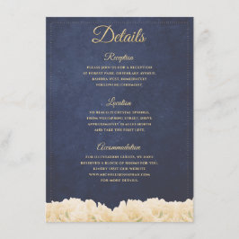 Navy Gold Rustikale Chic Peony Details Begleitkarte
