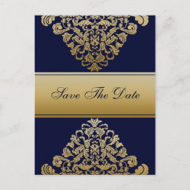 Navy Gold Save the Date Postkarte