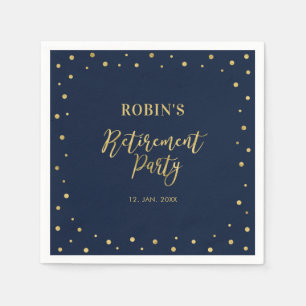 Navy & Gold Schicke Abschiedsparty mit Konfetti Serviette