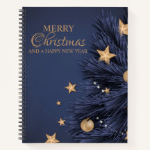 Navy Gold Simple Christmas Day 8.5" x 11" Spiral