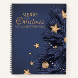 Navy Gold Simple Christmas Day 8.5" x 11" Spiral Notizbuch