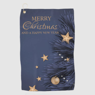 Navy Gold Simple Christmas Day Custom Best Golfhandtuch