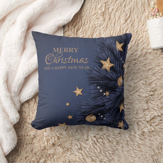 Navy Gold Simple Christmas Day Throw Kissen 16" (Decke)