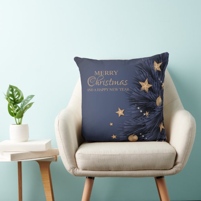Navy Gold Simple Christmas Day Throw Pillow 20" Kissen (Stuhl )