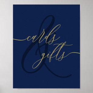 Navy Gold Simple Scripted Cards Geschenke Poster