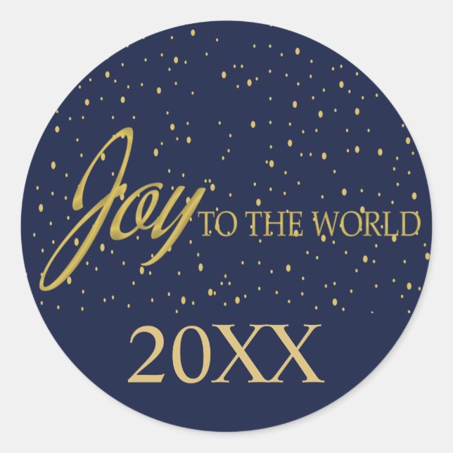 Navy & Gold Snow Joy to the World Sticker (Vorderseite)