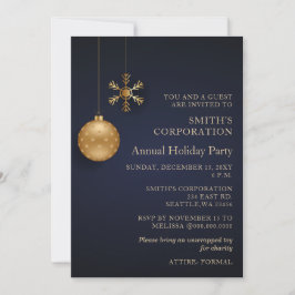 Navy Gold Snowflakes Corporate Holiday Party Einladung