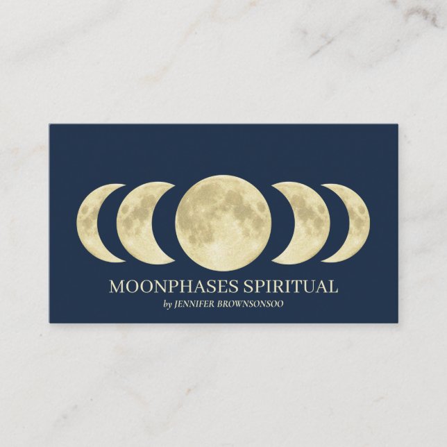 Navy Gold Spiritual Lunar Moon Visitenkarte (Vorderseite)
