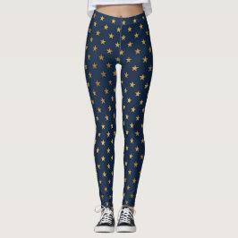 NAVY GOLD STAR AKTIVE LEGGINGS NEU