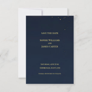 Navy Gold Star Himmlische Schottische Hochzeit Save The Date