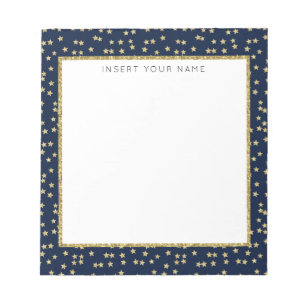 Navy & Gold Stars Personalisiert Notepad 5,5" x 6" Notizblock