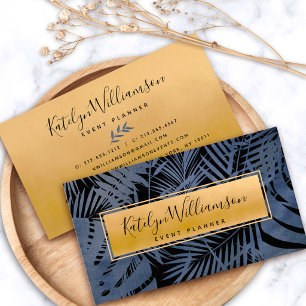 Navy Gold tropischen Palm elegante Drehbuch modern Visitenkarte