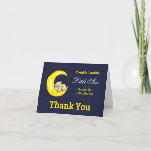 Navy Gold Twinkle Little Star 1. Geburtstag Dankeskarte
