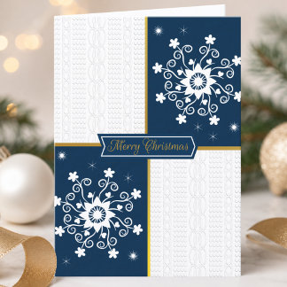 Navy Gold Und Weiße Schneeflocke Weihnachten