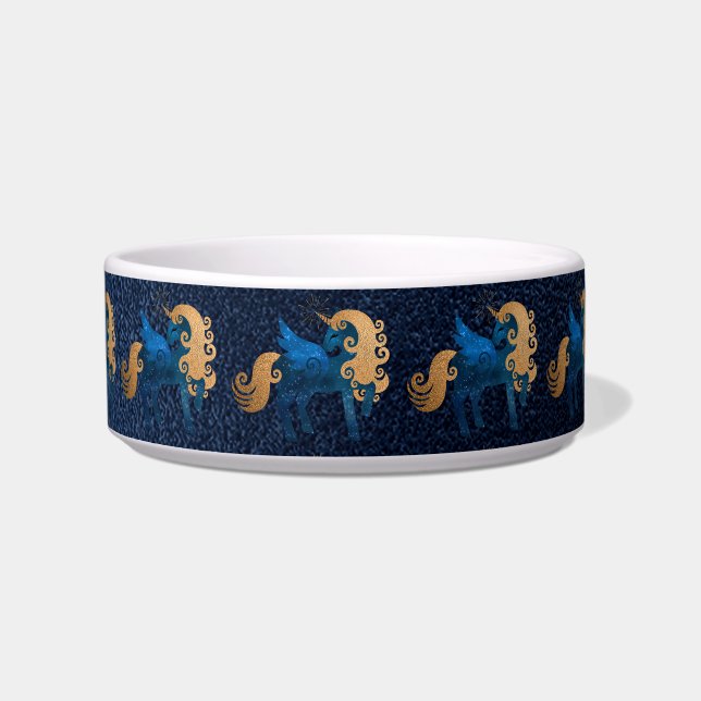 Navy Gold Unicorn Pet Fütternd Bowl Napf (Vorderseite)