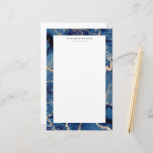 Navy Gold Waves Coastal Luxurious Stationery Briefpapier