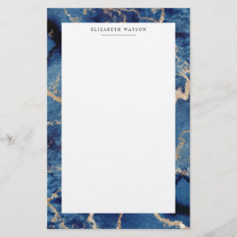 Navy Gold Waves Coastal Luxurious Stationery Briefpapier