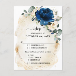 Navy Gold White Champagne Elfenbeinische Rose UAWG Postkarte