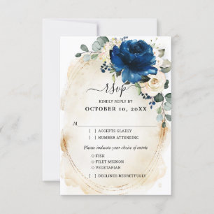 Navy Gold White Champagne Elfenbeinische Rose UAWG RSVP Karte