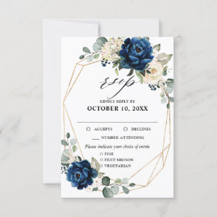 Navy Gold White Champagne Elfenbeinische Rose UAWG RSVP Karte