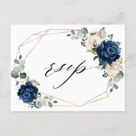 Navy Gold White Champagne Ivory Geometric UAWG Postkarte
