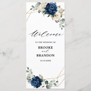 Navy Gold White Champagne Ivory Geometric Wedding Programm