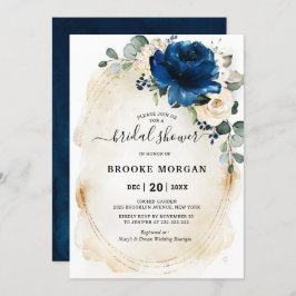 Navy Gold White Champagne Ivory Rose Brautparty Einladung