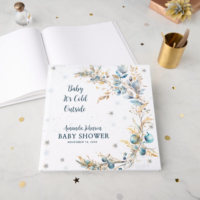 Navy Gold Winter Baby Shower Guest Book   Gästebuch (Von Creator hochgeladen)