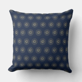 Navy | Golden Zinnia Flower Medallions Kissen