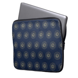 Navy | Golden Zinnia Flower Medallions Laptopschutzhülle