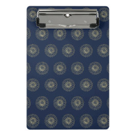 Navy | Golden Zinnia Flower Medallions Mini Klemmbrett
