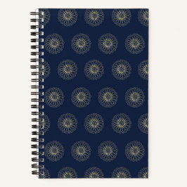 Navy | Golden Zinnia Flower Medallions Notizbuch