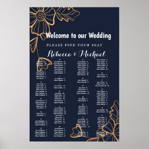 Navy & goldene Blumen Poster