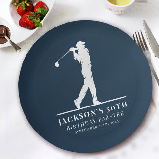 Navy Golf Themed Geburtstag Par-tee Pappteller