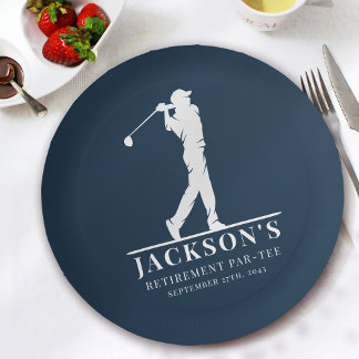 Navy Golf Themed Retirement Par-T Pappteller