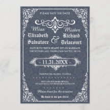 Navy Gothic Viktorianisch Damask Save the Data