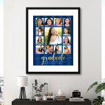 Navy Graduate K-12 Script Foto Collage Real Gold Foliendrucke<br><div class="desc">Seien Sie stolz, freuen Sie sich und zeigen Sie diesen Meilenstein Ihres Lieblingsgrades. Schaffen Sie dieses gürtliche, atemberaubende, einfache, moderne, personalisierte High School Abschluss K - 12 Foto Collage Poster für einen wahren Schatz, den Sie immer schätzen werden. Ein unterhaltsames, elegantes visuelle echter Goldfolien-Schrift-Typografie, zusammen mit ihrem Namen, Klassenjahr und...</div>