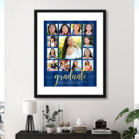 Navy Graduate K-12 Script Foto Collage Real Gold