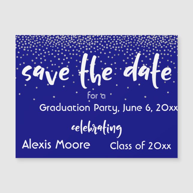 Navy Graduation Party Rett Date Magnetic Card Magnetkarte (Vorderseite)