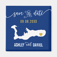 Navy Grand Cayman Wedding Save the Date Map